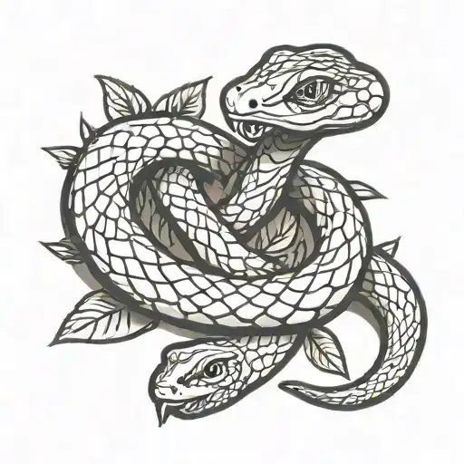 SNAKE with olive branch tattoo design idea