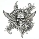 A gatekeeper angel of death protecting a family symbolizing strength and love tattoo design idea