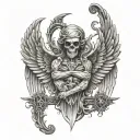 A gatekeeper angel of death protecting a family symbolizing strength and love tattoo design idea