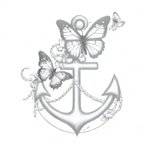 Anchor and butterfly tattoo design idea