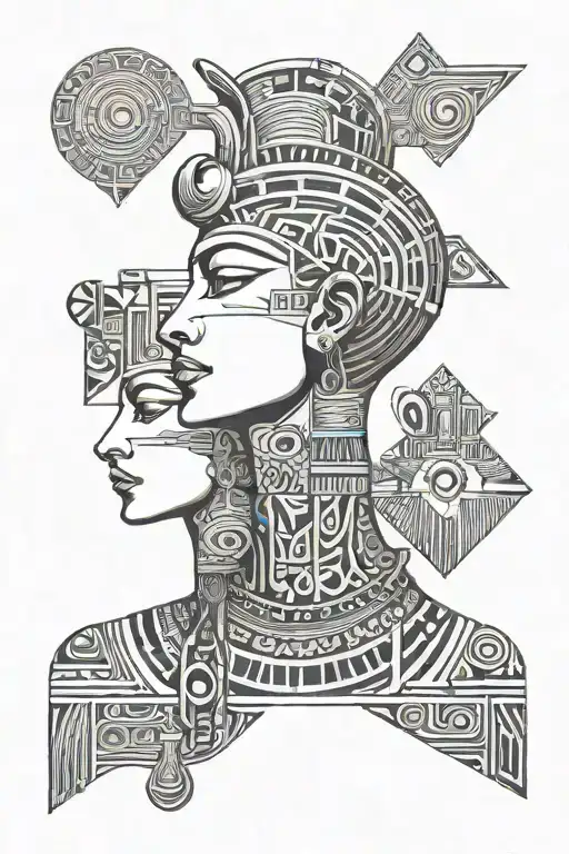 symbols, woman, throat, meaning, ancient Egyptian symbols, ruins tattoo design idea
