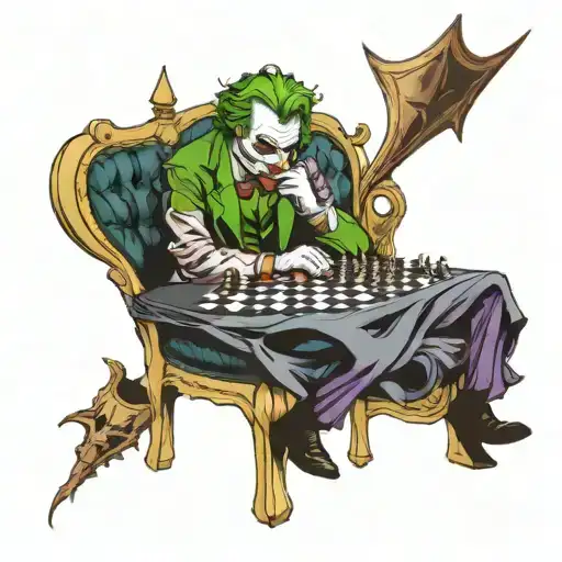 the joker playing chess king tattoo design idea