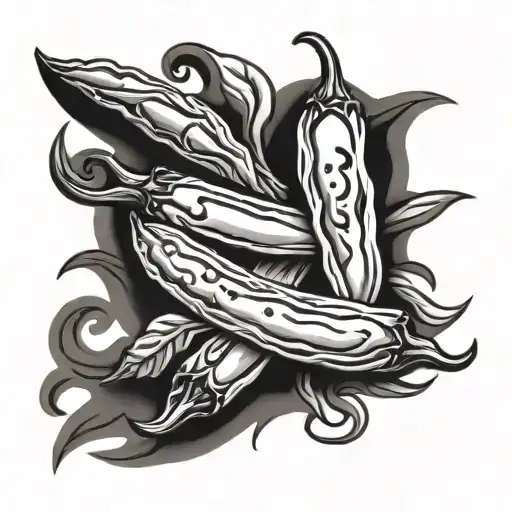 cinnamon sticks and hot pepper tattoo design idea