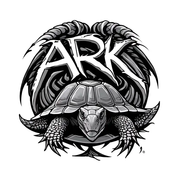 ARK written in turtle tattoo design idea