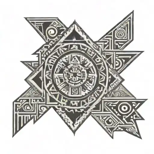 aztec geometric tribal tattoo design idea