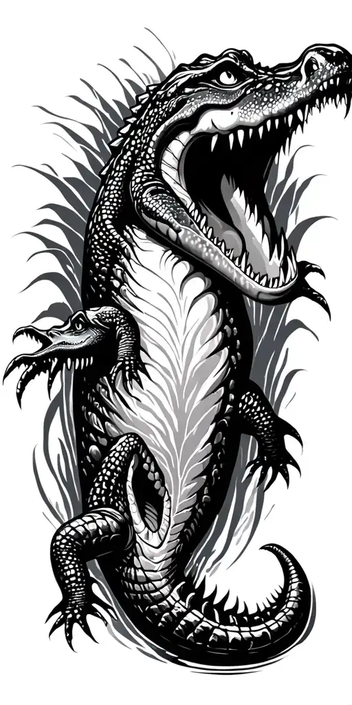 swamp with alligators tattoo design idea