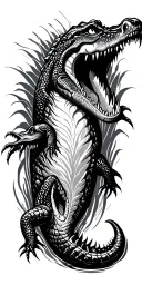 swamp with alligators tattoo design idea
