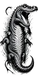 swamp with alligators tattoo design idea