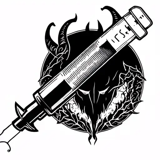 hypodermic syringe, but instead of liquid inside, its the devil tattoo design idea