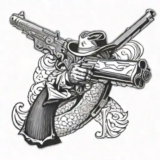 western outlaw gunslinger tattoo design idea