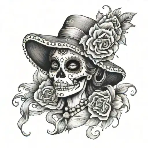 mexican catrina tattoo design idea