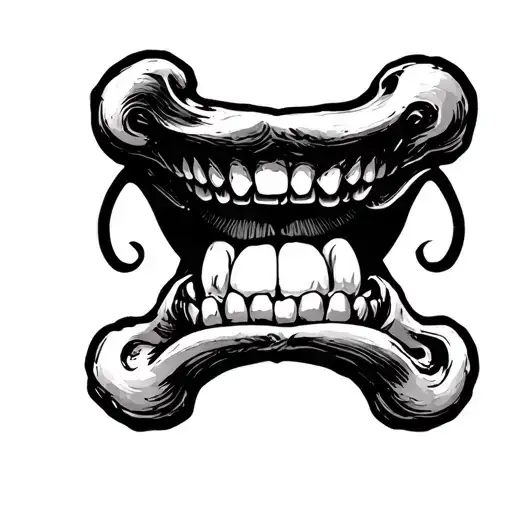 dog bone mouth tattoo design idea
