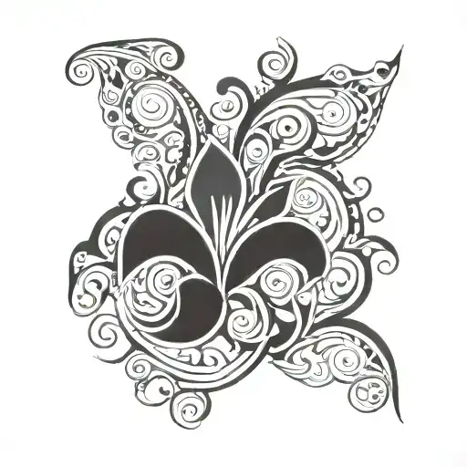 Number 7 in the form of a lotus vine tattoo design idea