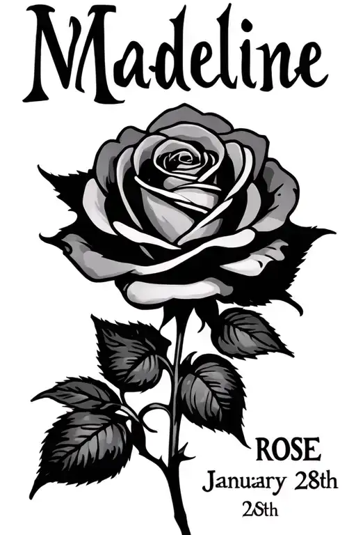 the name madeline. january 28th and a rose  tattoo design idea