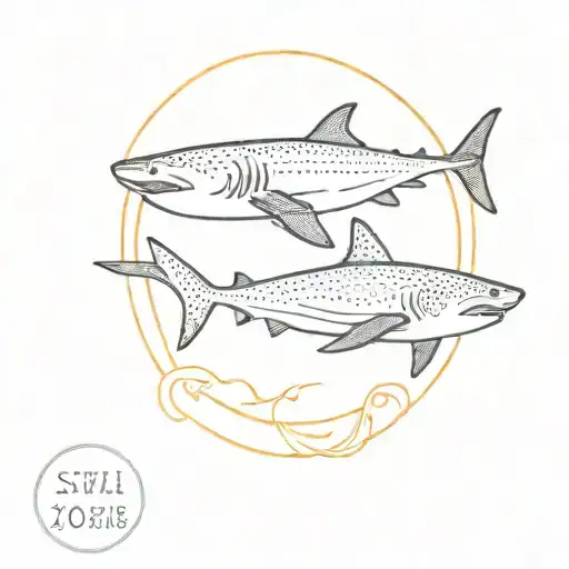 sun with whale shark tattoo design idea