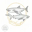 sun with whale shark tattoo design idea