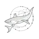 sun with whale shark tattoo design idea