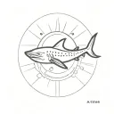 sun with whale shark tattoo design idea