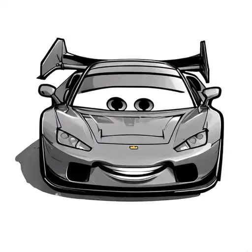 one line lighting McQueen car tattoo design idea