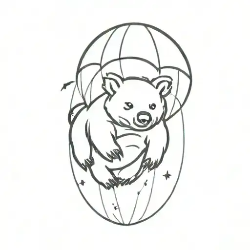 parachuting wombat tattoo design idea