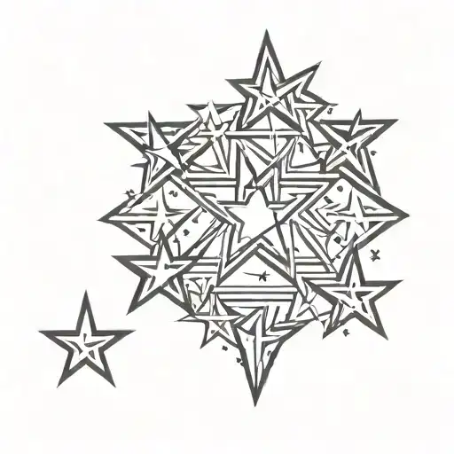 Roman numeral 4 stars tattoo design idea