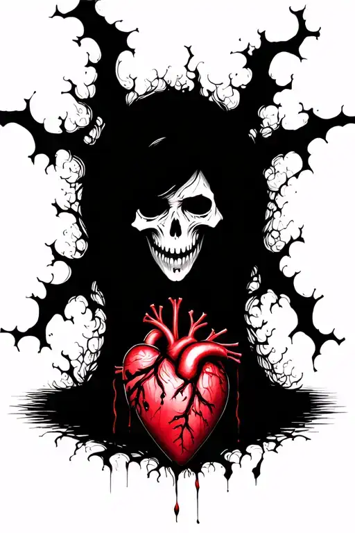GRIM WITH TEARS KILLING A HEART AT BOTTOM tattoo design idea