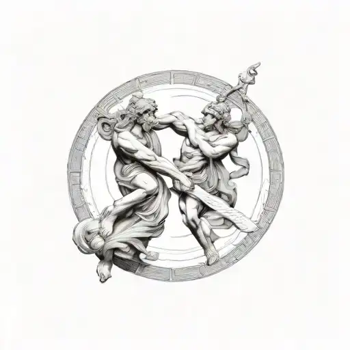 Greek god atlas holding yin and Yang  tattoo design idea