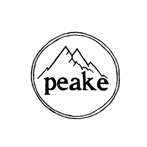 the name “peake“ engraved inti a simple looking mountain going upwards tattoo design idea