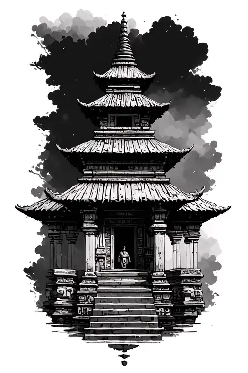 nepali temple tattoo design idea