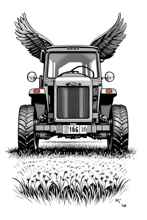 old ford tractor, fields, Stud tattoo design idea