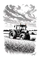 old ford tractor, fields, Stud tattoo design idea