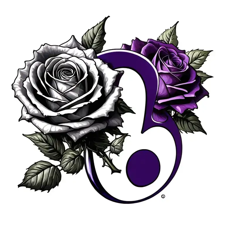 purple roses and a semicolon incorporated tattoo design idea
