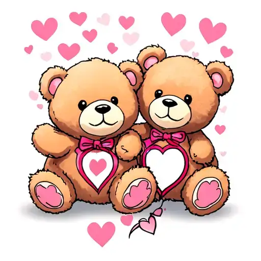 two teddy bears in a heart tattoo design idea