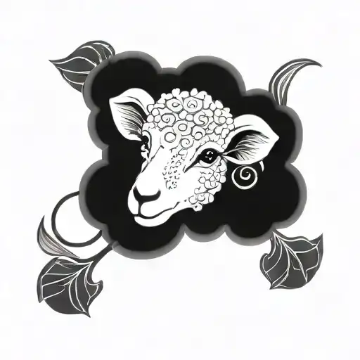 cute lamb face tattoo design idea
