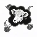 cute lamb face tattoo design idea