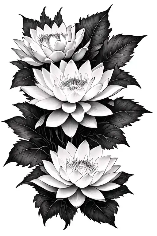 lace and lotus flowers tattoo design idea