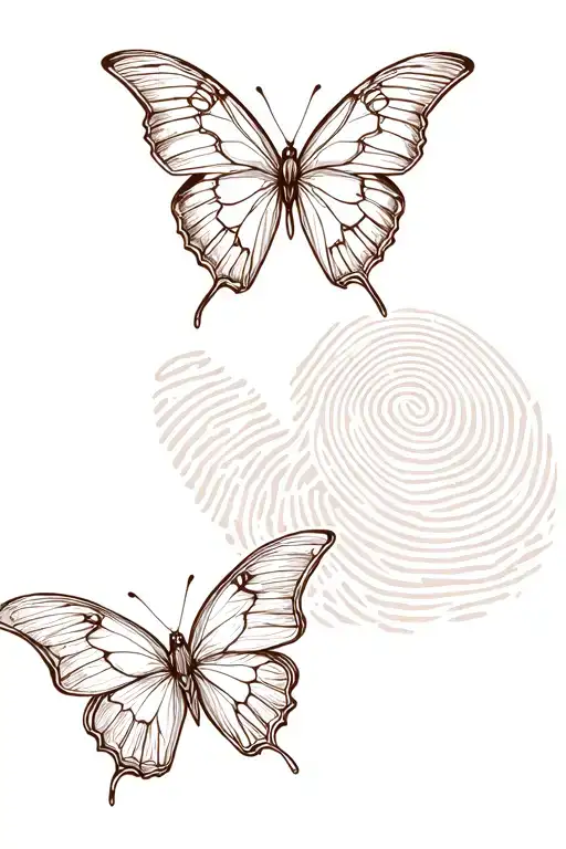 butterflies with fingerprint inside tattoo design idea