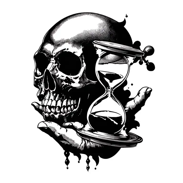 skull holding an hourglass tattoo tattoo design idea