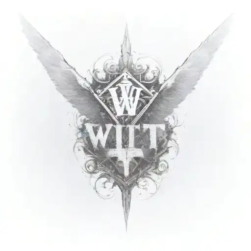 The tattoo design reads "W.I.T" and is intended for a man's forearm, extending horizontally from the inner elbow to the  tattoo design idea