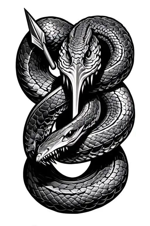 coral snake wrapped around arrow design tattoo design idea