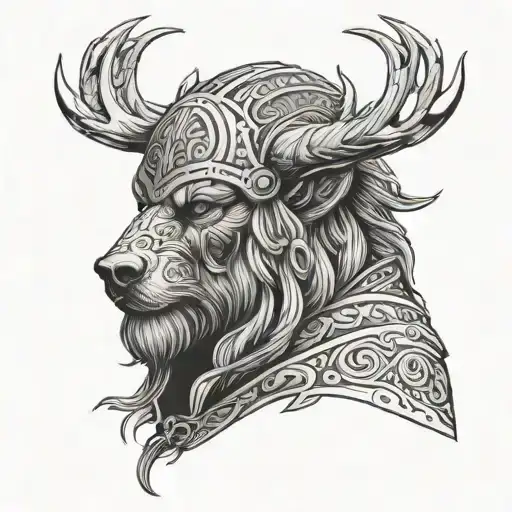 Norse with a bear head tattoo design idea