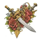 Roman Gladius style sword tattoo design idea