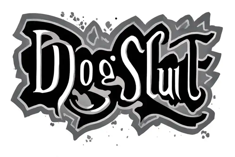 wording "Dog  Slut" tattoo design idea