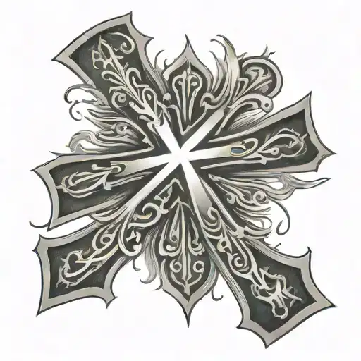 Christian cross with Yahweh written tattoo design idea