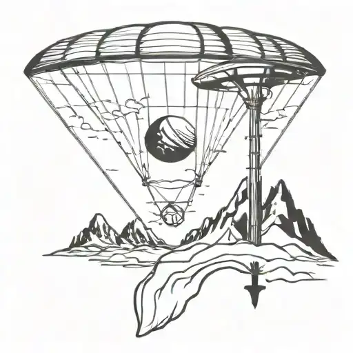 against the backdrop of Mount Elbrus, parachute and anchor tattoo design idea