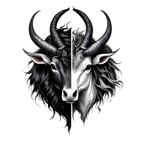 zodiac signs Taurus and Capricorn tattoo design idea