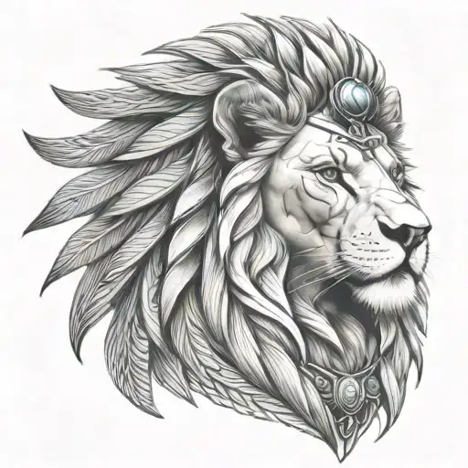lion Egyptian pharaoh tattoo design idea