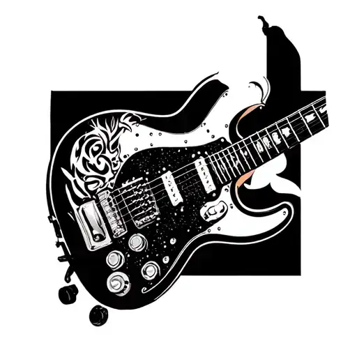 black electric guitar tattoo design idea