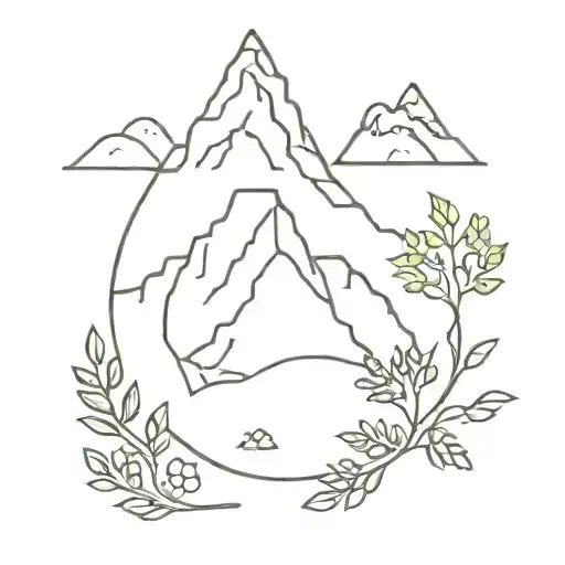 mountain bagel,stream,partridge, mountain  thyme tattoo design idea