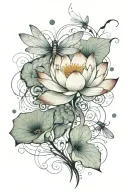 lotus flower, dragonfly tattoo design idea